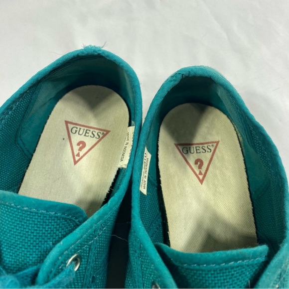 Guess Women’s Teal Canvas Low Top Sneakers - Picture 4 of 8